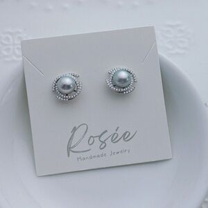 26E66 S925 Stamped 8mm Akoya Sea Pearl Studs Earring